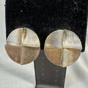 Vintage Monet Pale Gold Round Clip On Earrings